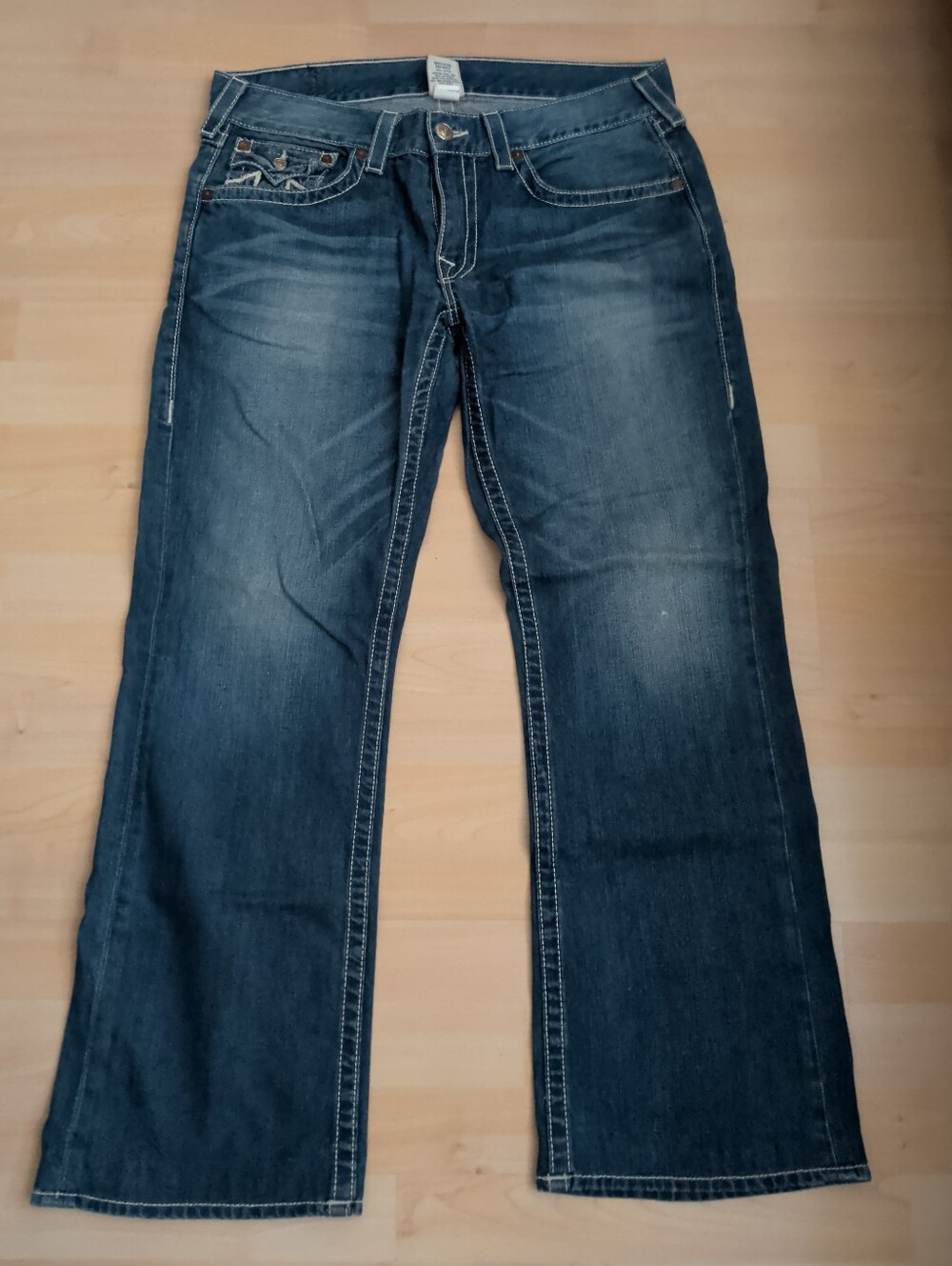 Vintage True Religion Section Boot Cut Jeans Mens 34 USA Y2K Flap Pocket Denim